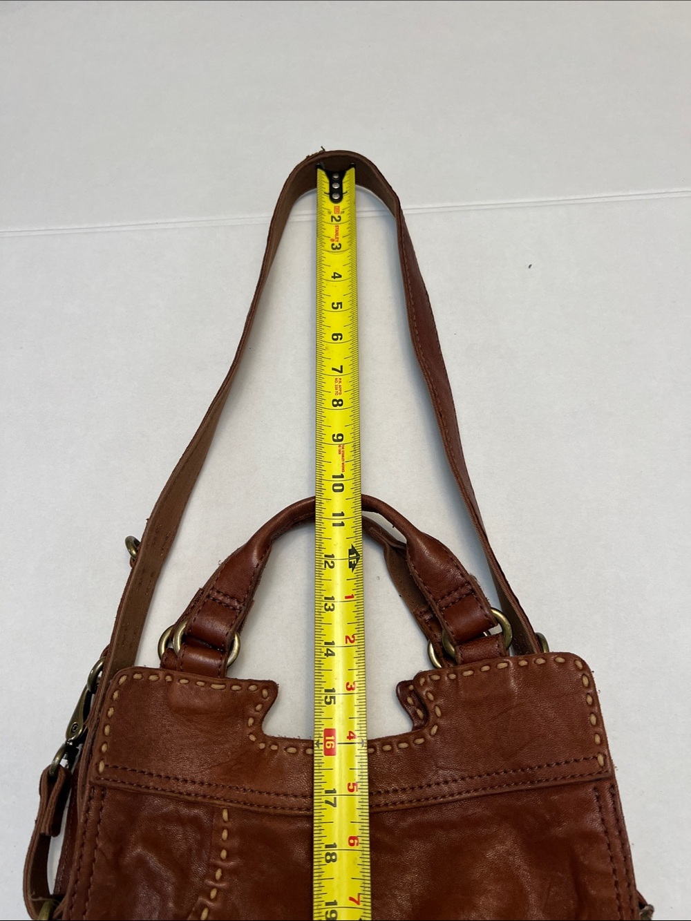 VINTAGE LUCKY BRAND ABBEY ROAD BROWN LAMB LEATHER FOLD-OVER CROSSBODY BAG - Picture 14 of 16